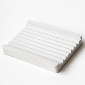 Porte savon en béton, rectangle strié